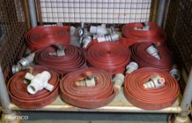 8 reels of Layflat fire hose with connectors