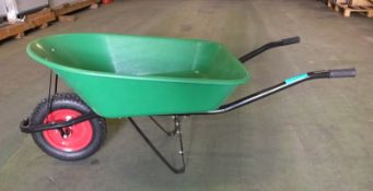 Green wheelbarrow