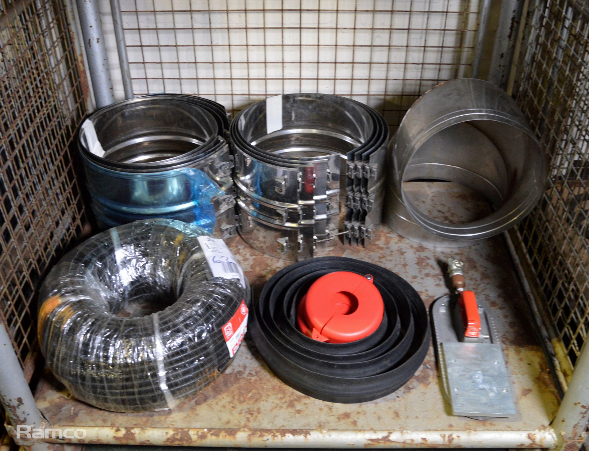 Various mechanical spares, stainless steel clamps, plastic conduit