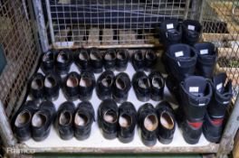 3 pairs of boots, 12 pairs of work shoes - various sizes