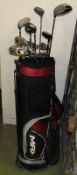 Dunlop right handed golf bag & clubs