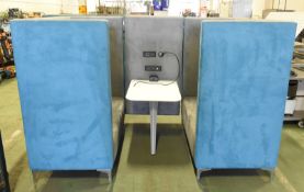 Acoustic Seating Booth With Desk & Electrical Hook Up - 2 bays