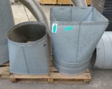 2x Galvanised ducting funnels