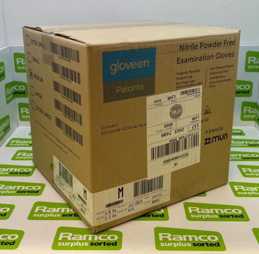 Various Locations - Online Auction of Pallets of New Gloveon Paloma - Nitrile Powder Free Gloves - NO RESERVE!