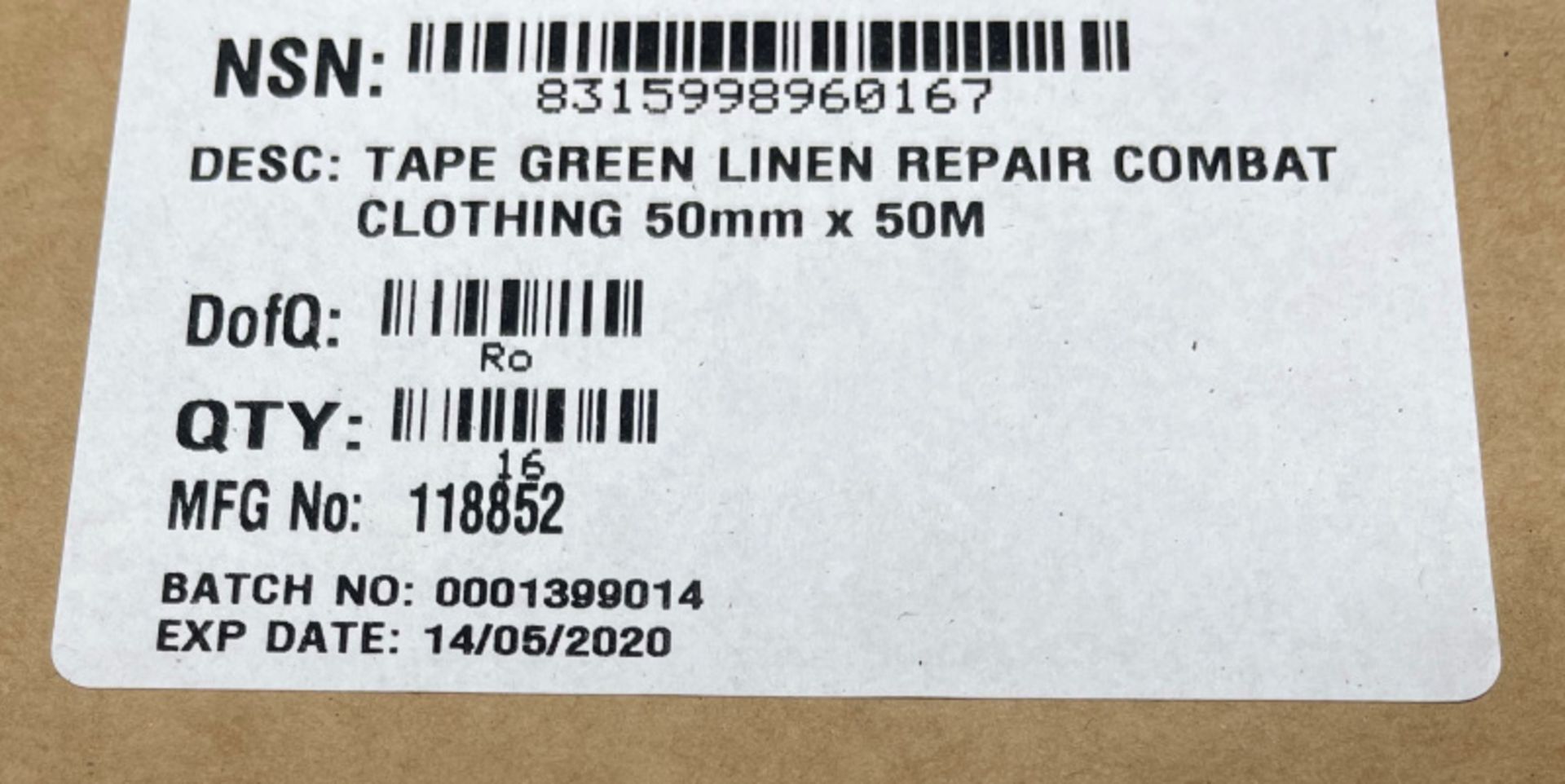 Scapa 3302 Pro Tape - Olive Green - 50mm x 50M rolls - 16 rolls per box - 31 boxes - Image 5 of 5