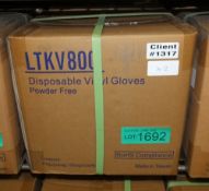 Disposable Vinyl gloves powder free - 100 per bag - 10 bags per box - 2 boxes