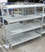 Aluminium framed 4x shelf racking L 157 x W 57 x H 172cm