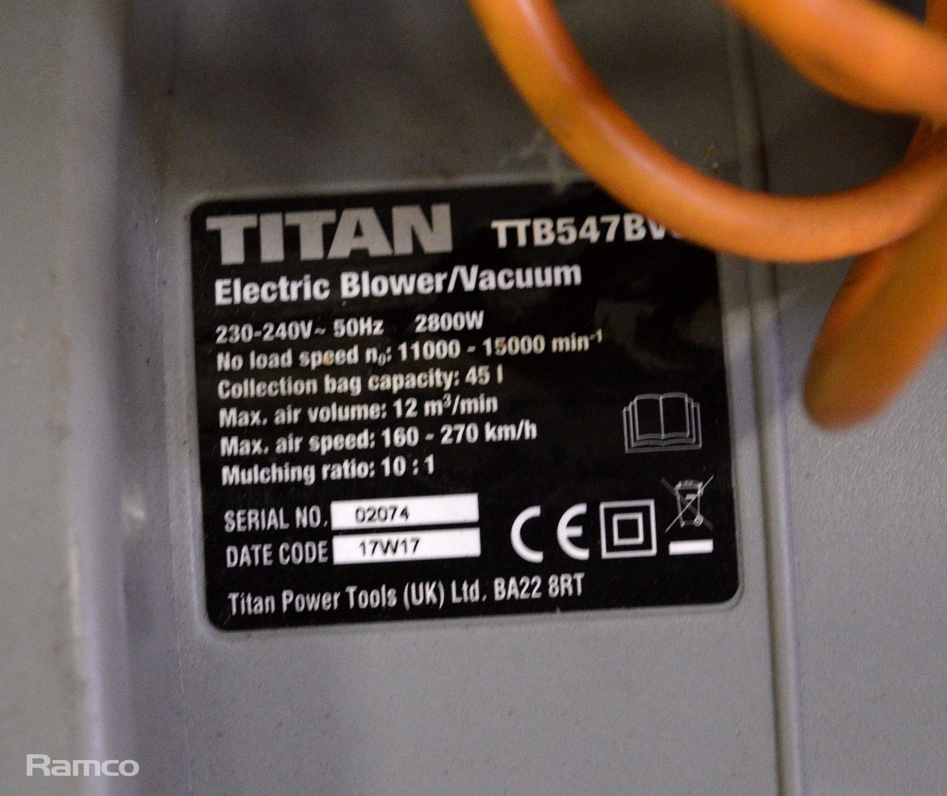 Titan TTB547BVC Leaf Blower/Vacuum - Image 3 of 4