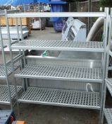 Aluminium framed 4x shelf racking L 140 x W 57 x H 172cm