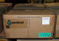 2x Sentinel antibacterial hand gel contactless dispenser units