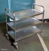 Stainless steel 3-shelf mobile trolley - L82 x W44 x H86cm