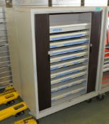 Tool cabinet - double sided / wheeled - 115 x 55 x 165 cm incomplete