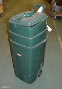 3x Curver plastic mobile bins with lids
