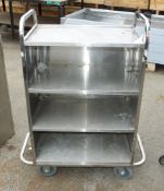 Stainless steel trolley 4x shelf mobile L 95 x W 46 x H 120cm