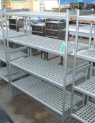 Aluminium framed 4x shelf racking L 140 x W 57 x H 172cm