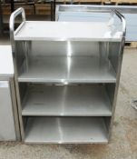 Stainless steel trolley 4x shelf mobile L 73 x W 46 x H 102cm