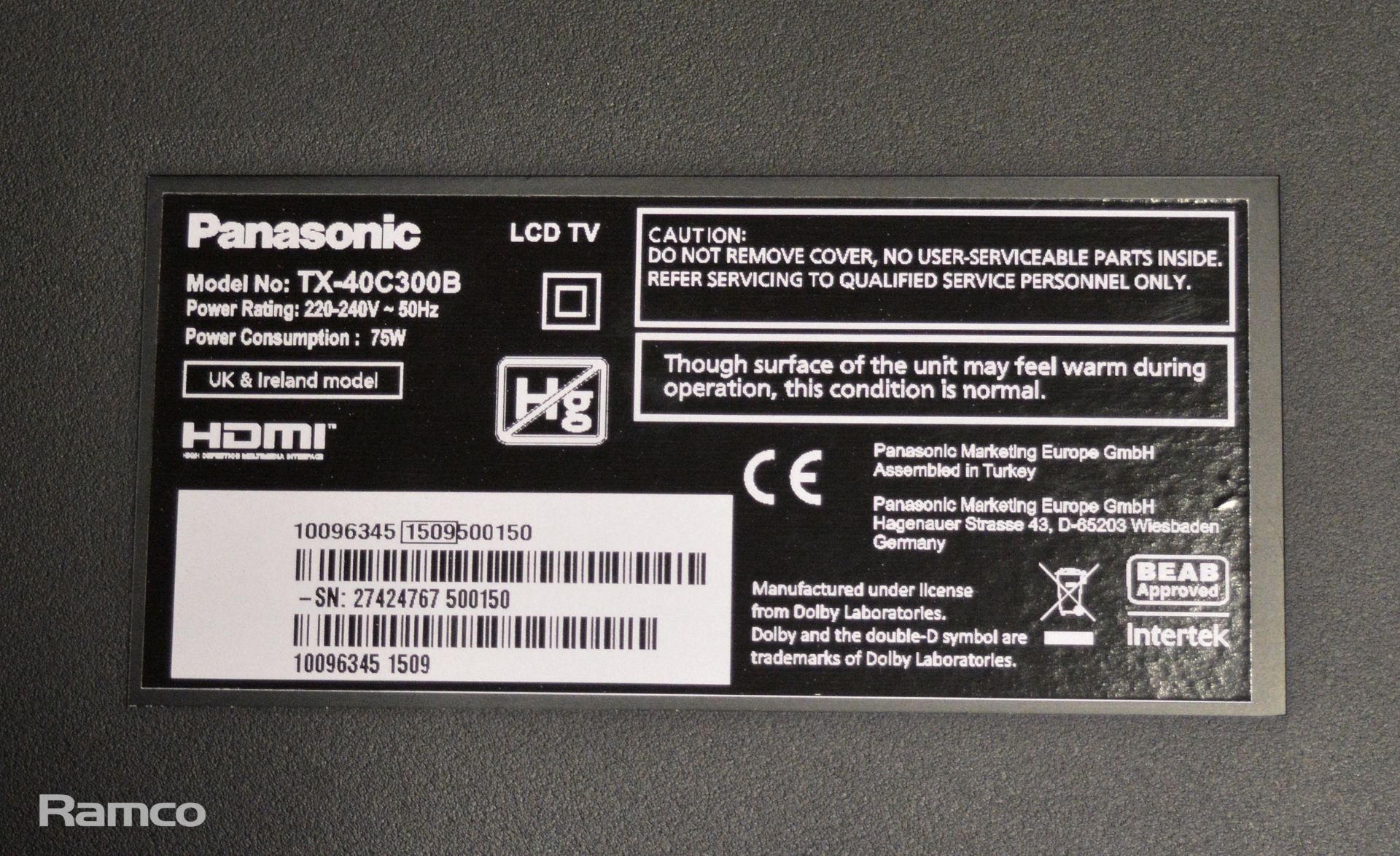 Panasonic TX-40C300B Monitor 40 Inch 220v 50HZ - Image 4 of 5