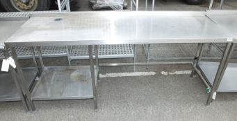 Stainless steel worktop, shelf below left side L 210 x W 70 x H 90cm