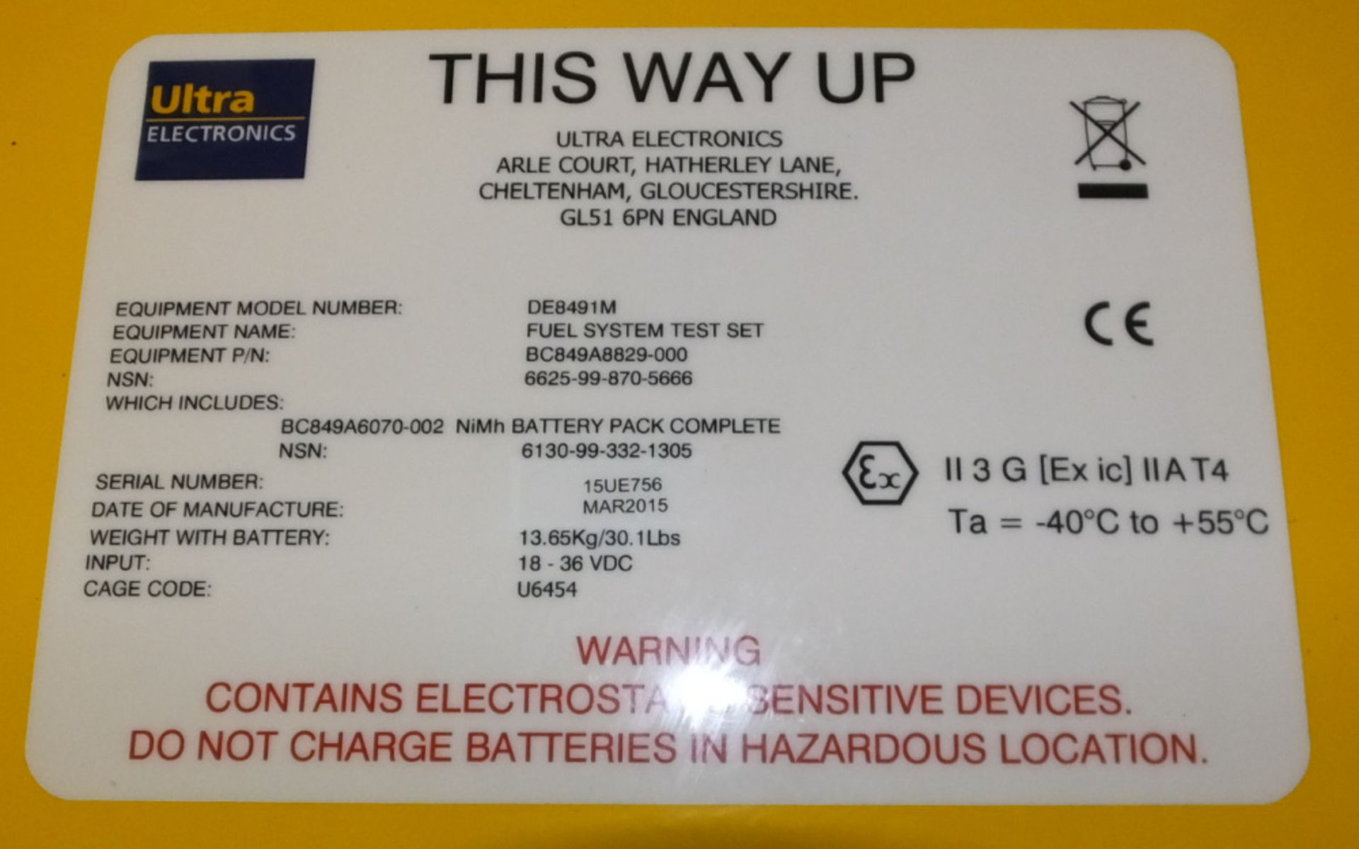 Ultra Electronics DE8491M Fuel System Test Set Kit - Image 3 of 5