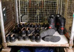 3 pairs of boots, 12 pairs of work shoes - various sizes