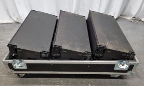 3 x RCF TTL33/WP 3-way active line array module in flight case