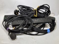 4 x 13a 6 way gang extension cables- 2 x 5m, 2 x 10m