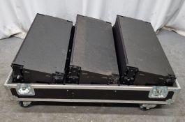 3 x RCF TTL33/WP 3-way active line array module in flight case