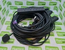 4 x 13a 4 way gang extension 10m cables