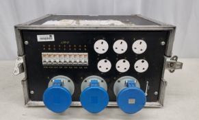 63A 3 phase to 3 x 63a single phase Mains distribution in flightcase