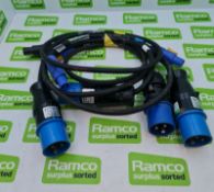 3 x 230v 16a plug to Powercon NAC3FCA, 1 x 230v 16a plug to Powercon NAC3FX-W 1m cables