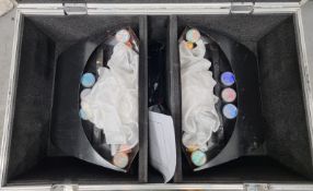 Two floor standing silk flame effect units in flight case