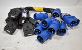 9 x 16a plug to 13a extension sockets