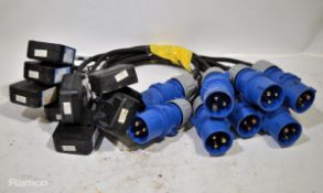 9 x 16a plug to 13a extension sockets