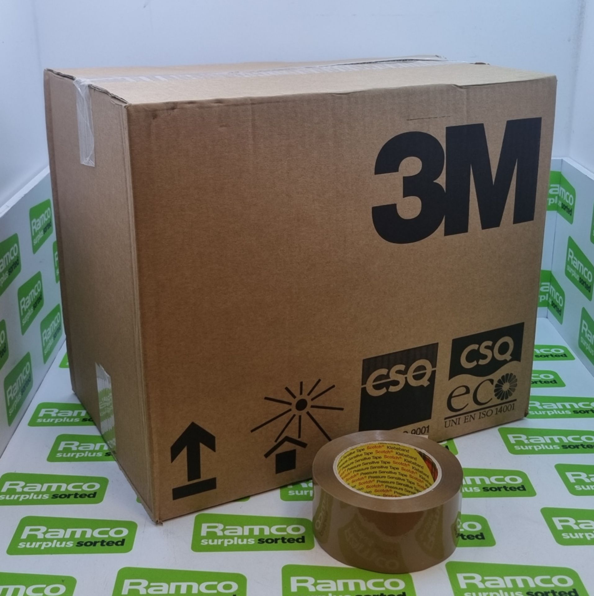 3M Scotch Pressure Sensitive Brown Box Sealing Tape - W50mm x L66m - 36 rolls per box - 24 boxes