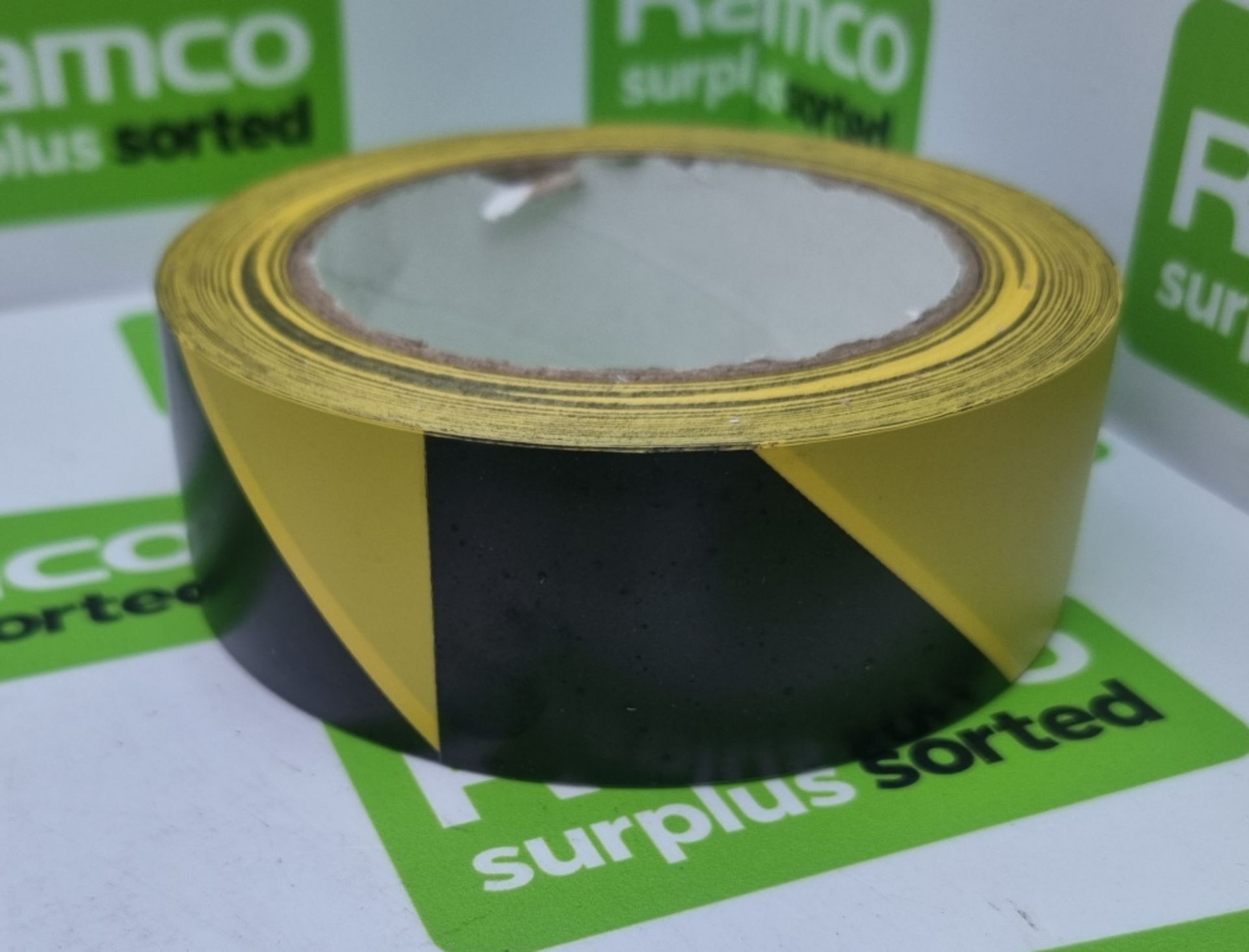 Warning Hazard Tape - Black on Yellow - 12 rolls per box - 62 boxes - Image 2 of 5