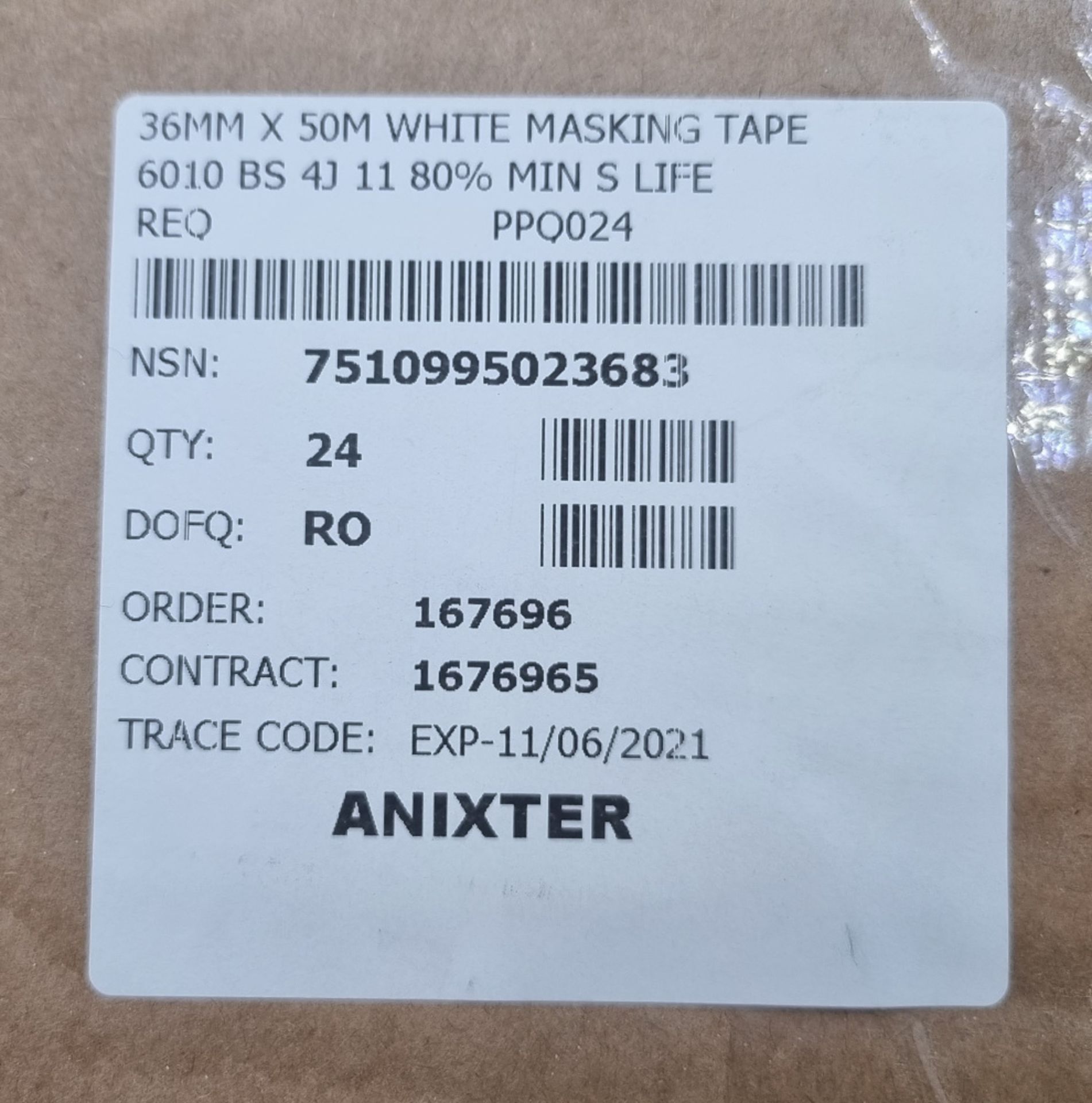 Anixter White Masking Tape - 36mm x 50m - 24 rolls per box - 41 boxes - Image 4 of 5