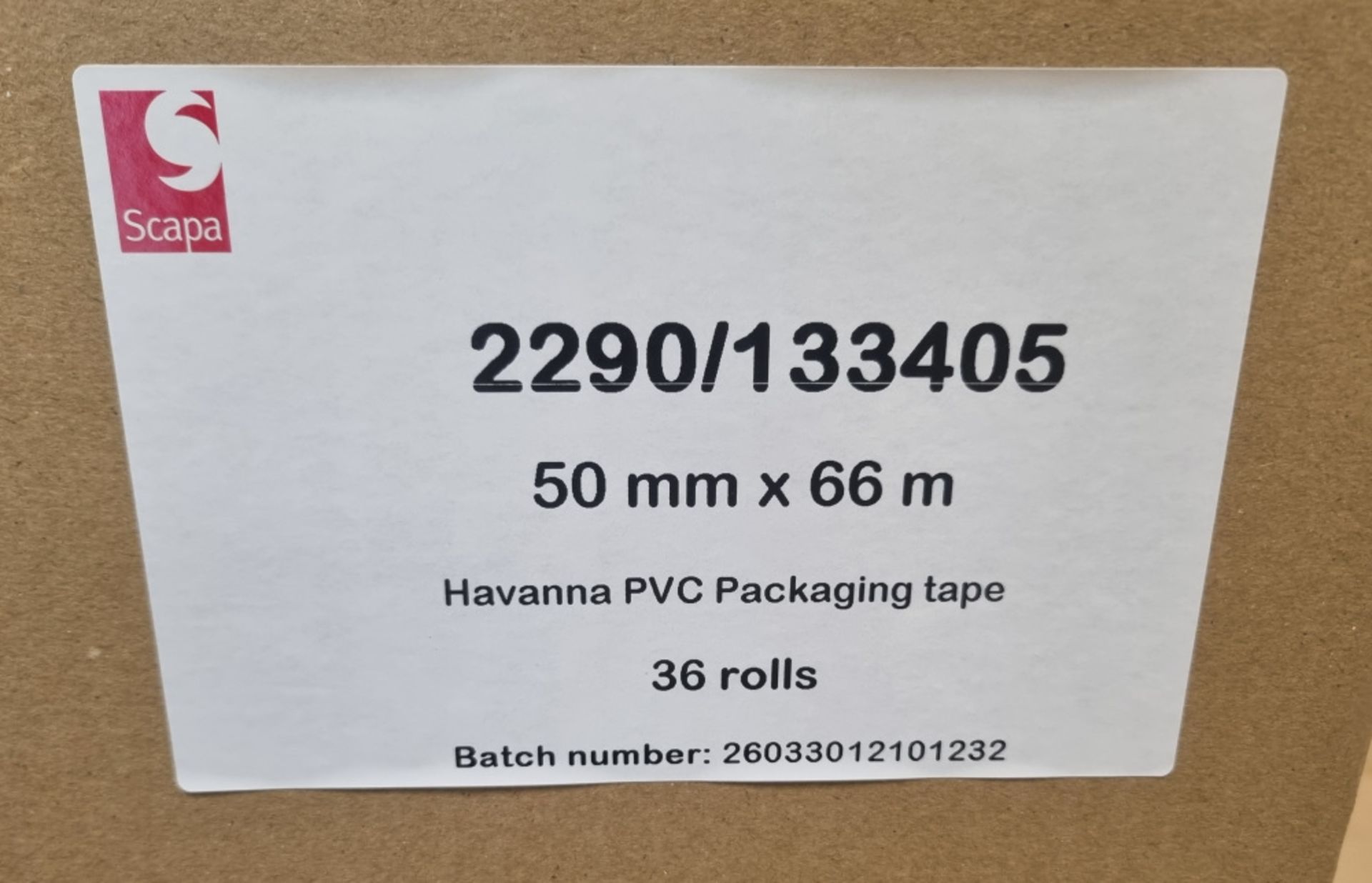 Scapa Havanna PVC Packaging Tape - W50mm x L66m - 36 rolls per box - 39 boxes - Image 5 of 6