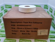 PVC White Non Adhesive Tape - 38mm x 0.2 x 100m - 16 rolls per box - 27 boxes