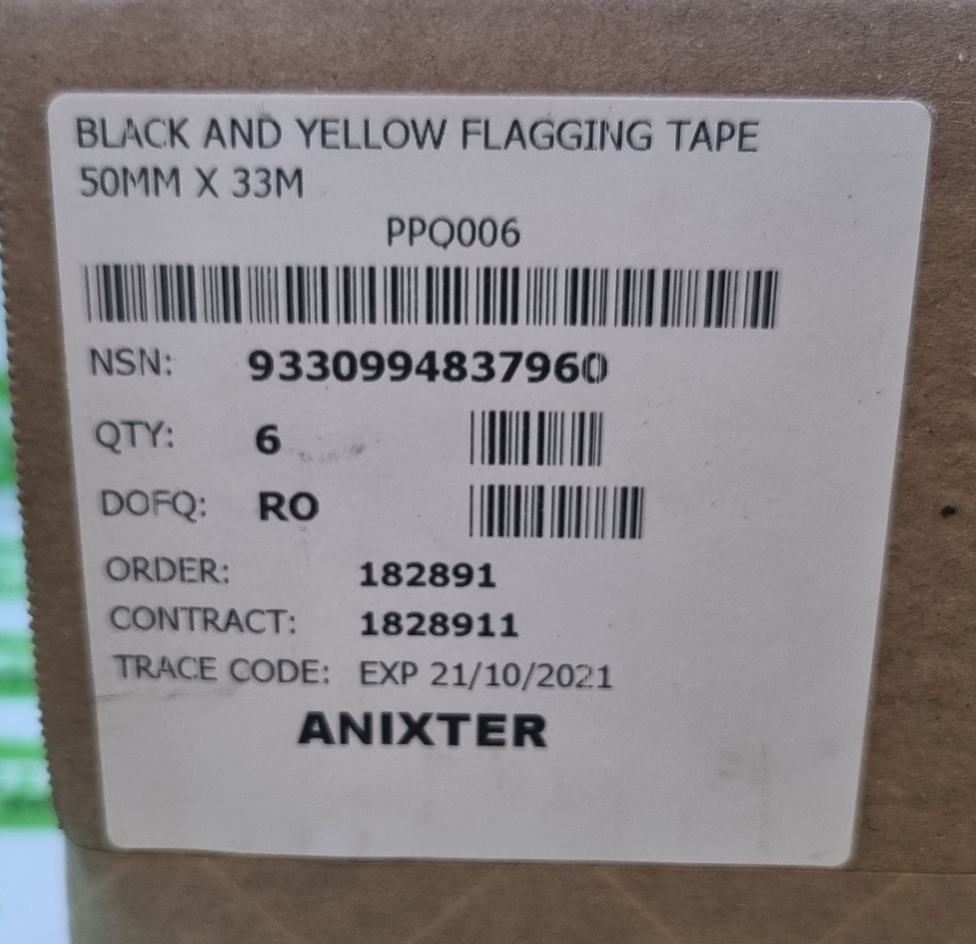 Anixter Black & Yellow Flagging Tape - 50mm x 30m - 6 rolls per box - 59 boxes - Image 4 of 5