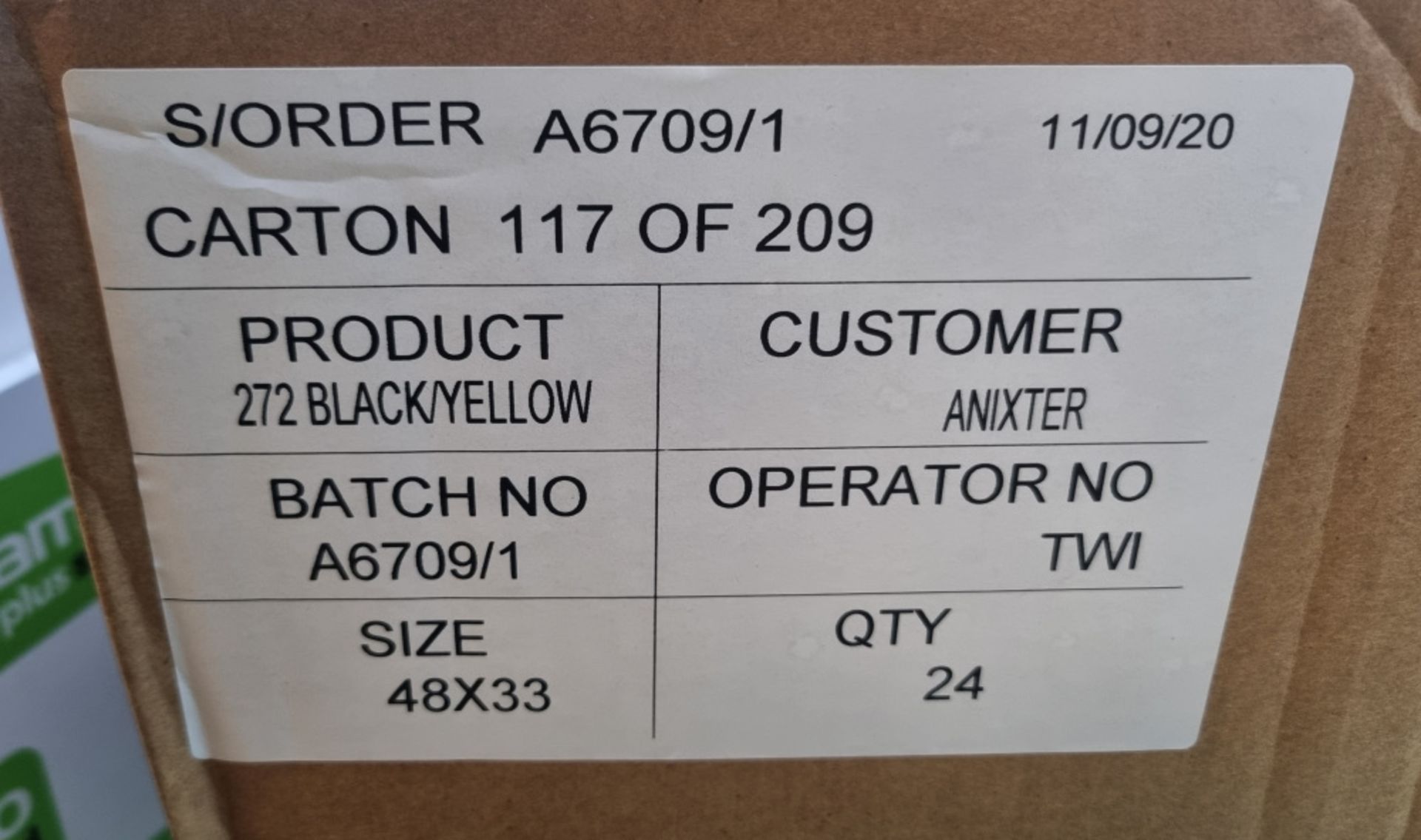 Anixter Black & Yellow Warning Tape - 48mm x 33m - 24 rolls per box - 51 boxes - Image 4 of 5