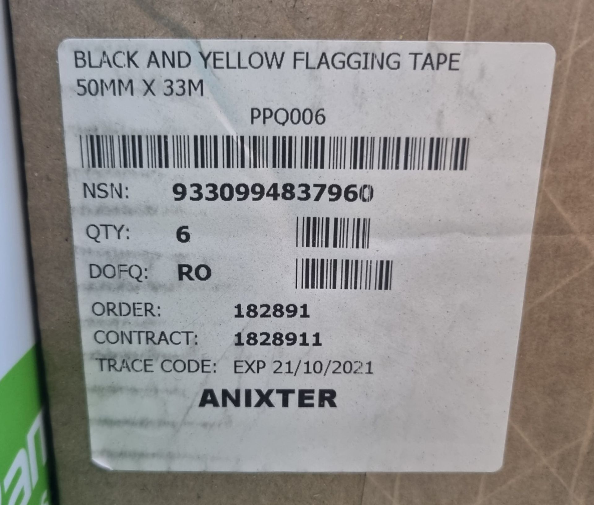 Anixter Black & Yellow Flagging Tape - 50mm x 30m - 6 rolls per box - 80 boxes - Image 4 of 5