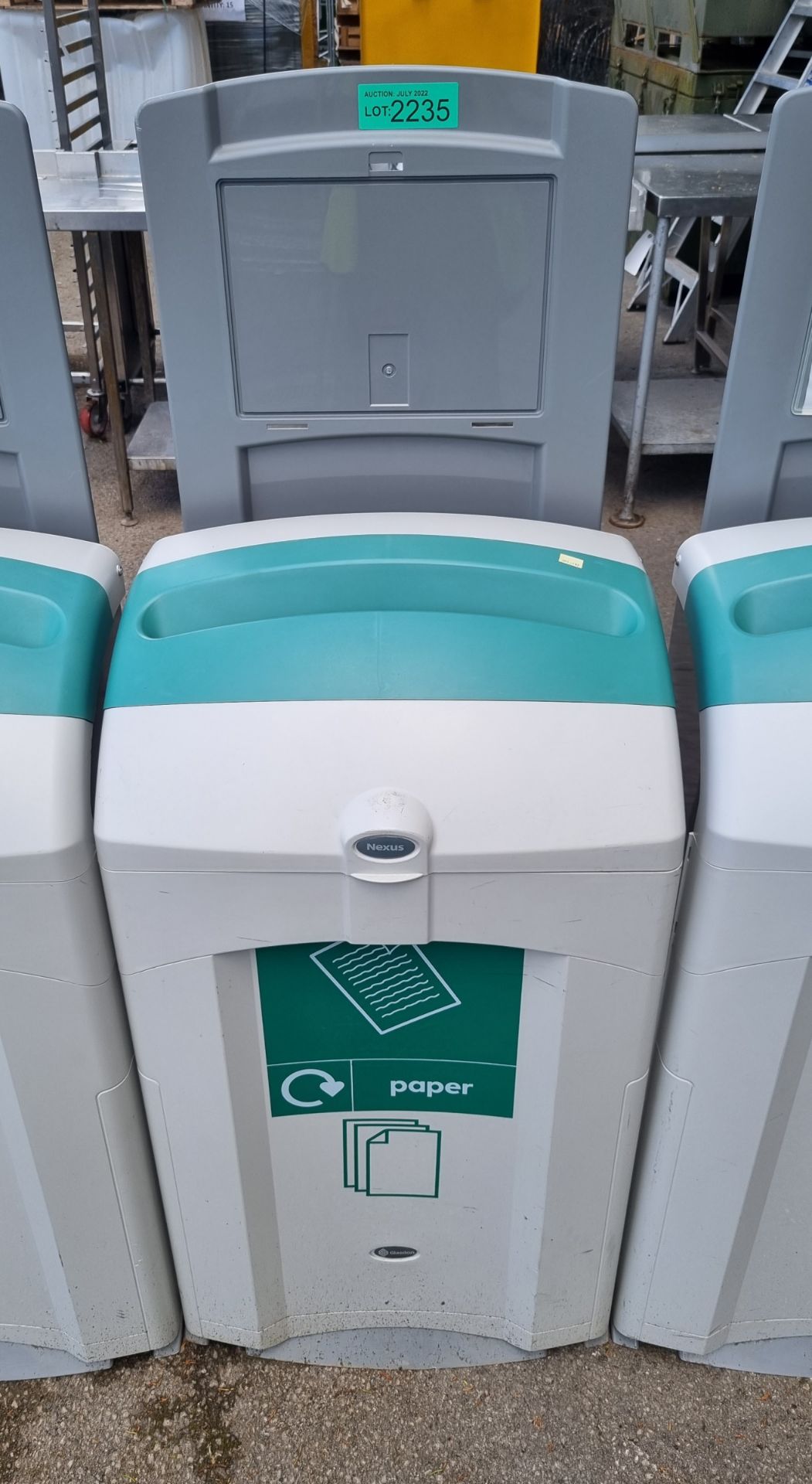 Plastic recycle bin (paper only) - aqua green and grey