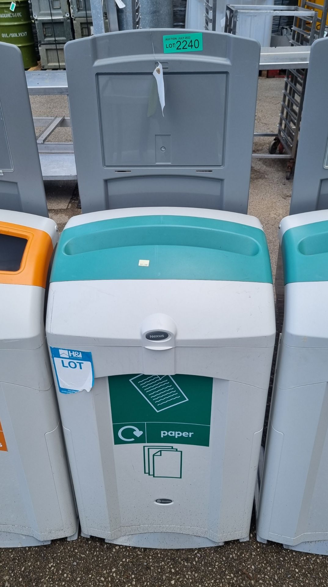 Plastic recycle bin (paper only) - aqua green and grey