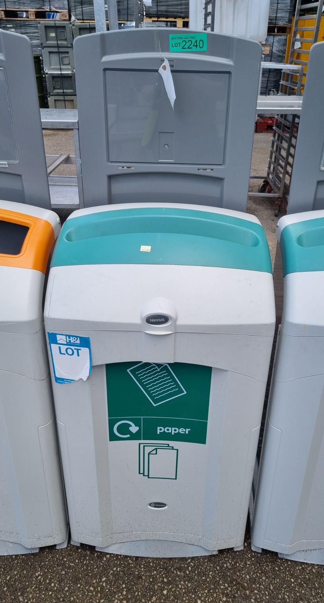 Plastic recycle bin (paper only) - aqua green and grey - Image 2 of 2