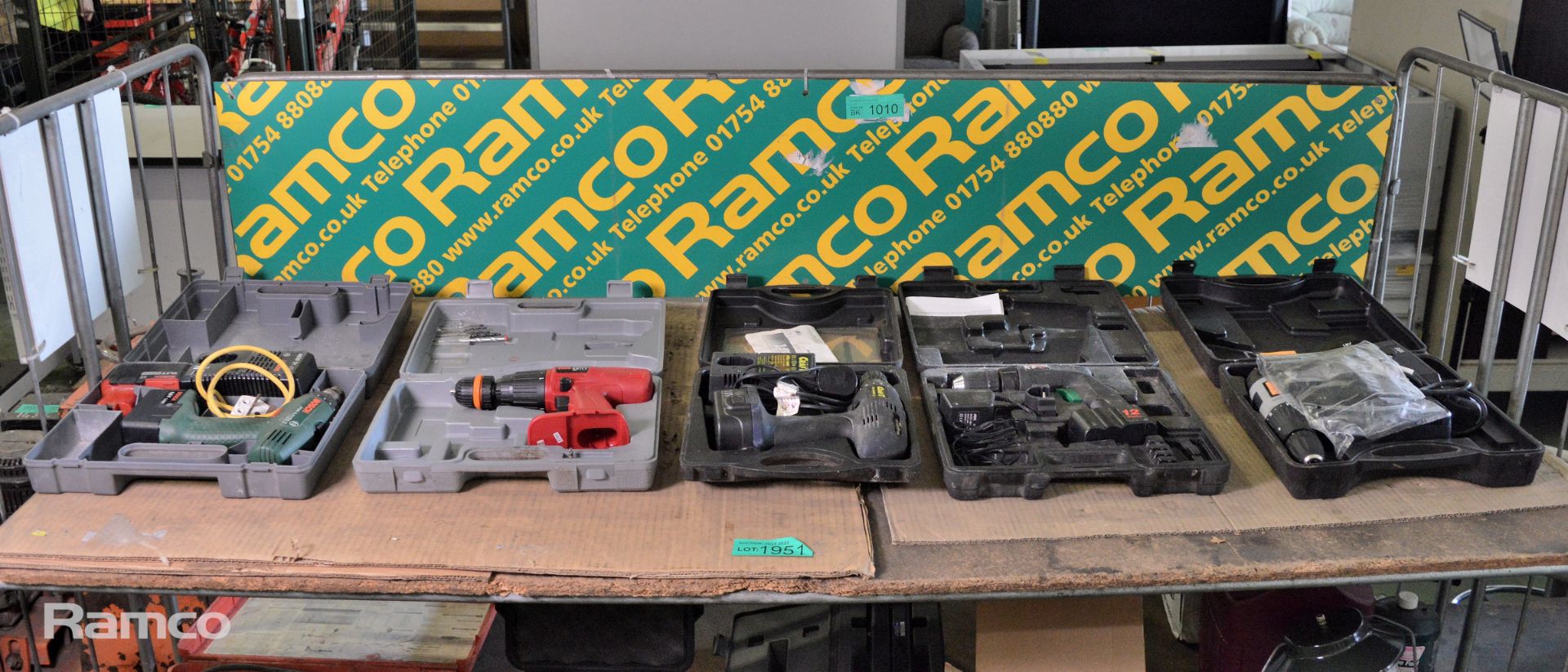 5x Cordless drills - AS SPARES OR REPAIRS