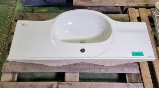 White bathroom sink unit - L1100 x D500mm