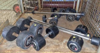 12.5kg pair of pulse dumbbells, 10kg pair of pulse dumbbells, 7.5kg pair of pulse dumbbells