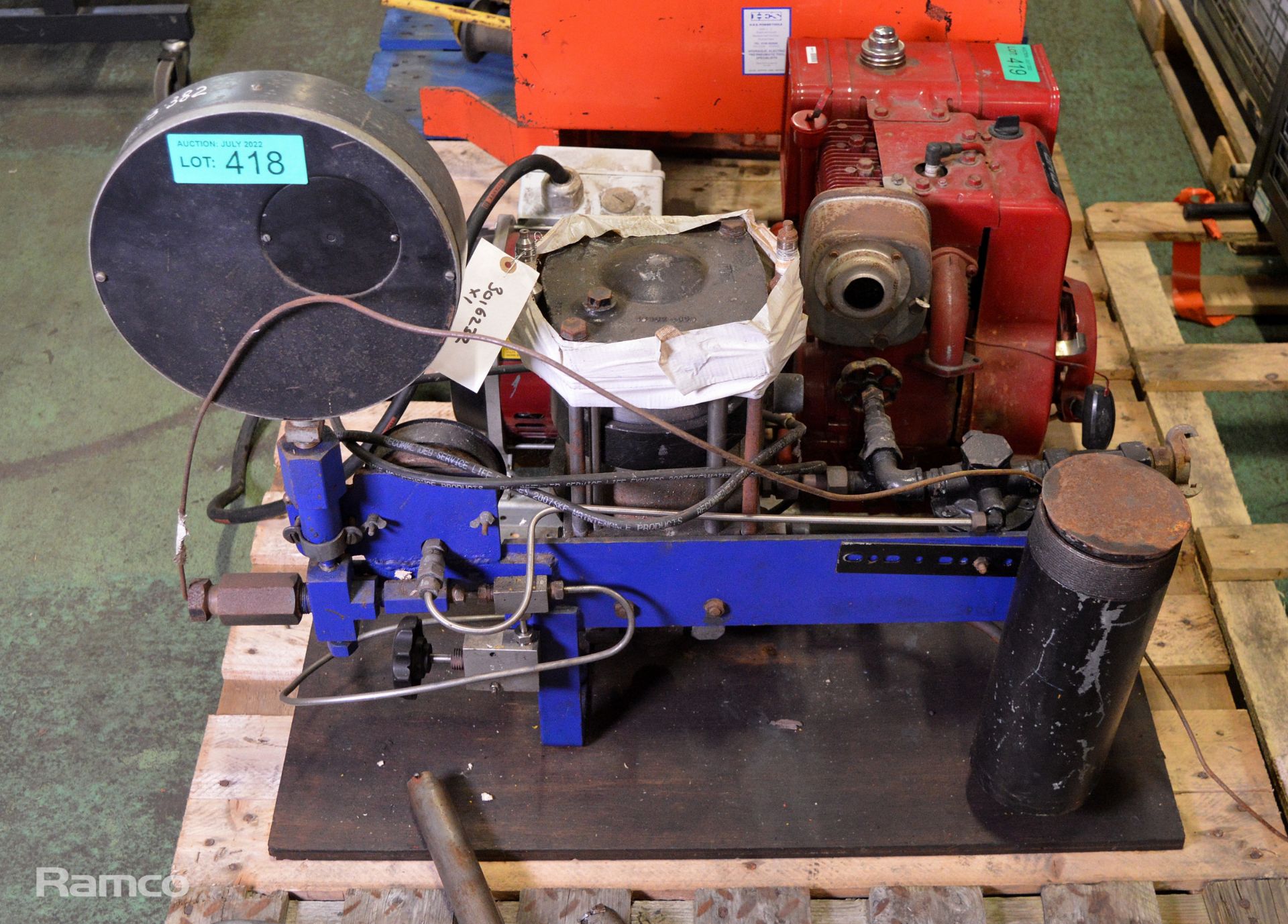 Haskel Air driven hydraulic pump with Budenberg dials