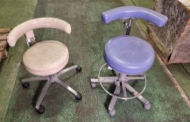 2x Dental operator stools