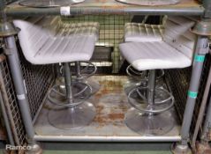 4x Stainless steel breakfast bar stools - cream seat